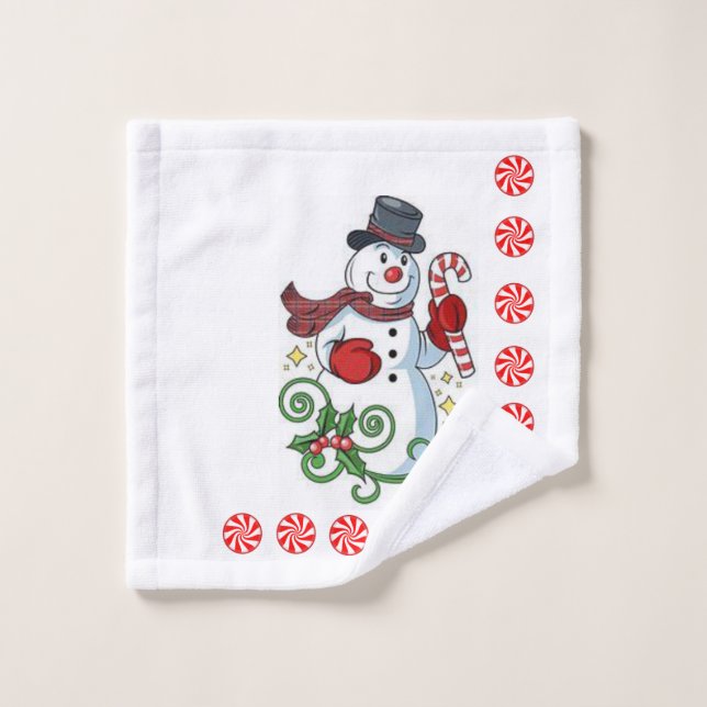 Christmas Bath Towel Sets, Snowman (Wash Cloth)