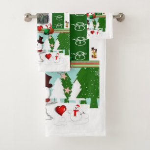 Christmas Bath Towel Sets, Snowman