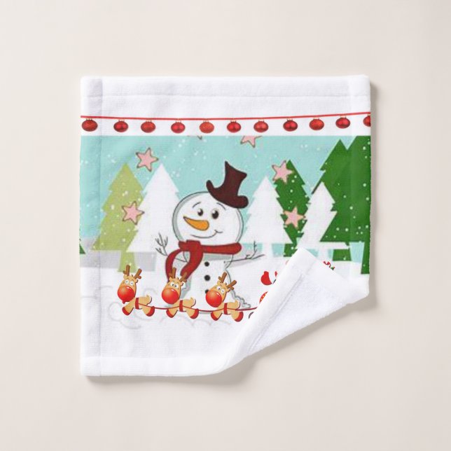 Christmas Bath Towel Sets, Snowman (Wash Cloth)
