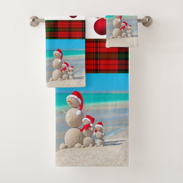 Christmas Bath Towel Sets, Snowman (Insitu)