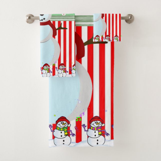 Christmas Bath Towel Sets, Snowman (Insitu)
