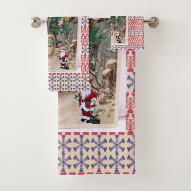 Christmas Bath Towel Sets, Vintage (Insitu)
