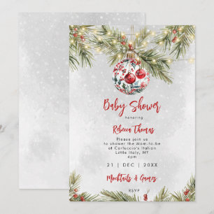 christmas bauble baby shower invitation