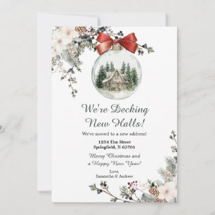 Christmas Bauble Cottage Winter Floral New Home Invitation