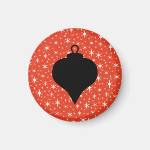 Christmas Bauble Design in Black, Red and White. Magnet