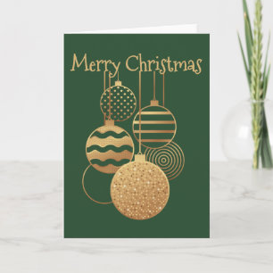 Christmas Bauble design with greeting green blank Card