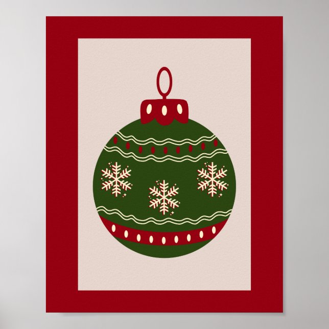 Christmas Bauble Green And Red Poster (Front)