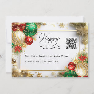 Christmas bauble luxurious white gold QR business  Holiday Card