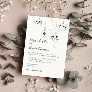 Christmas Bauble Ornaments Winter Green Wedding Invitation
