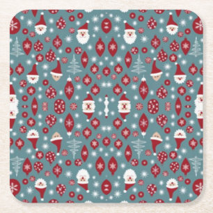 Christmas bauble pattern square paper coaster