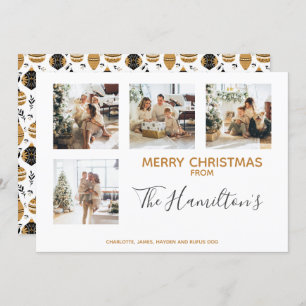 Christmas Bauble Patterned 4 Photo Personalised Holiday Card