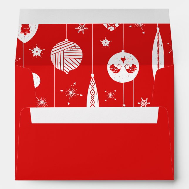 Christmas Bauble Red And White With Address Envelope (Back (Bottom))