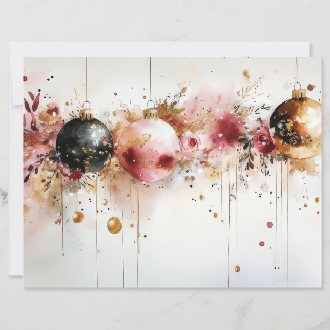 Christmas Baubles and Flowers Scrapbook Paper (Front)