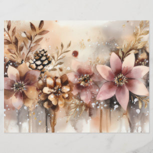Christmas Baubles and Flowers Scrapbook Paper