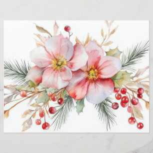 Christmas Baubles and Flowers Scrapbook Paper