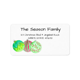 Christmas baubles hand painted watercolor label