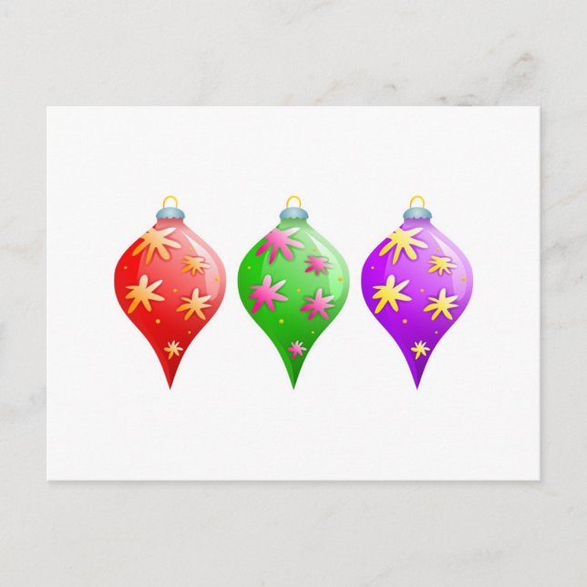 Christmas Baubles Holiday Postcard (Front)