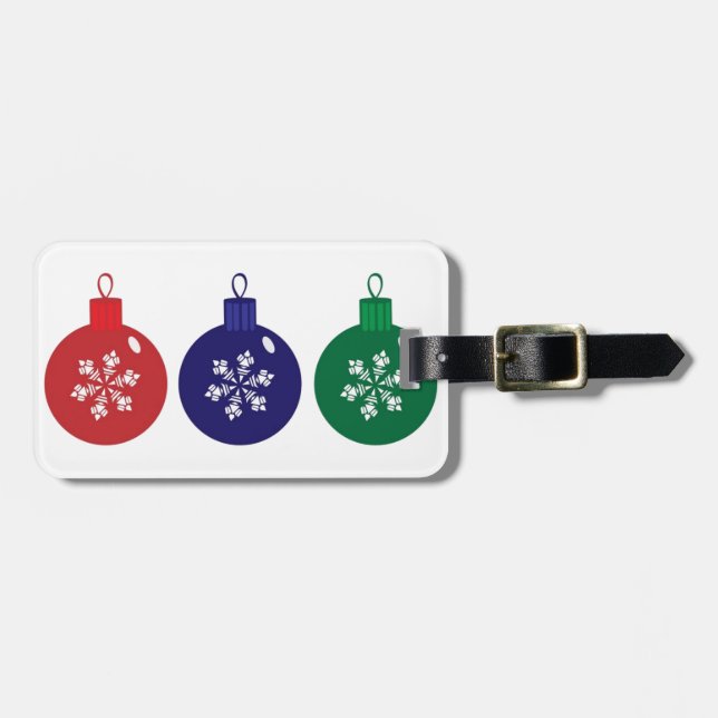 Christmas Baubles Luggage Tag (Front Horizontal)