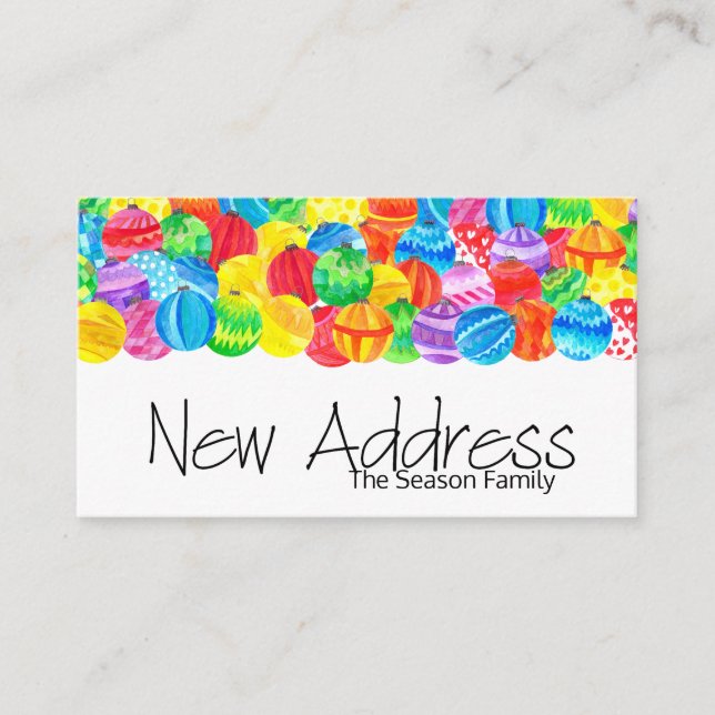 Christmas baubles new address enclosure card (Front)