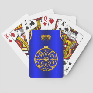 Christmas Baubles on Blue Playing Cards