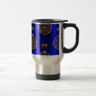 Christmas Baubles on Blue Travel Mug