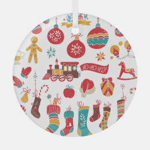 Christmas Baubles: Snowy Vintage Set. Glass Tree Decoration