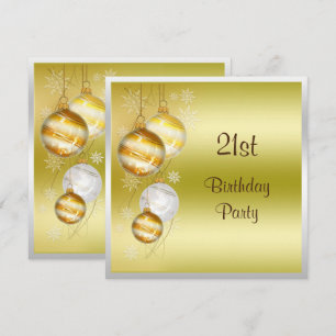 Christmas Baubles & Stars 21st Birthday Invitation