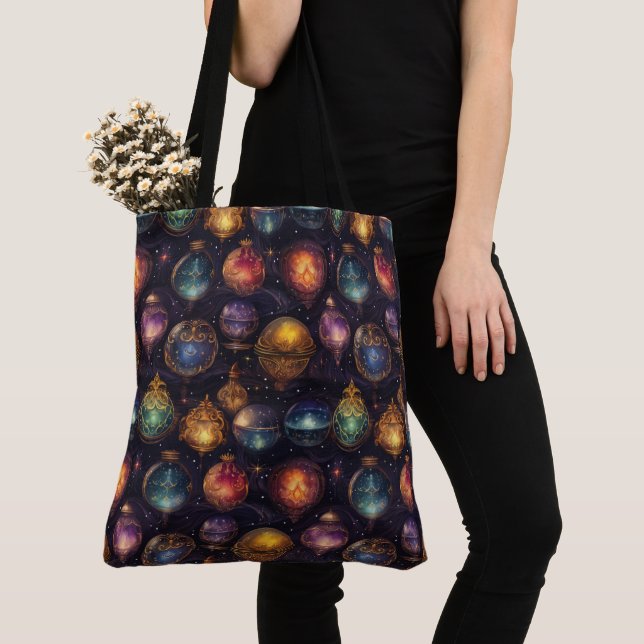 Christmas Baubles Tote Bag (Close Up)