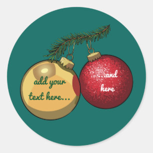 Christmas Baubles Tree Decorations Xmas Cartoon Classic Round Sticker
