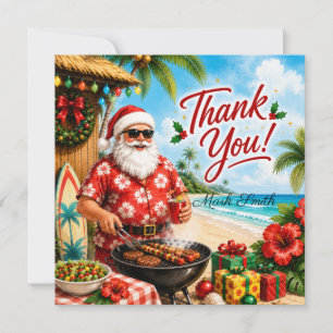 Christmas BBQ Santa Claus Tropical Beach  Holiday Card