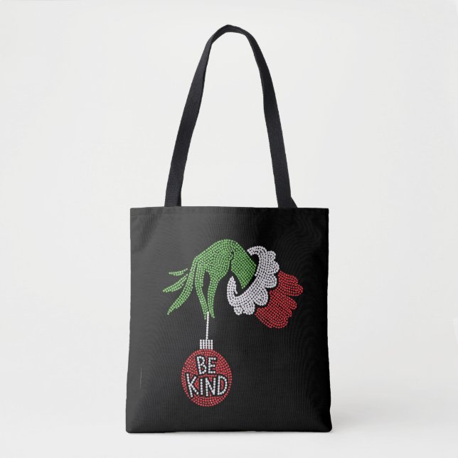 Christmas Be Kind Rhinestone Bling Tote Bag (Front)