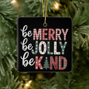 Christmas Be Kind Teacher Merry Xmas Tree Jolly Ceramic Ornament