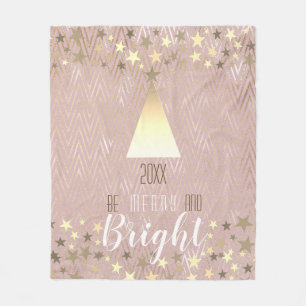 Christmas Be Merry and Bright Rose Gold Fleece Blanket