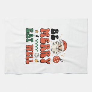 Christmas Be Merry Eat Well Santa Design Tea Towel
