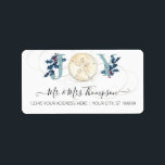 Christmas Beach Coastal Sand Dollar Blue Script La Label<br><div class="desc">A simple yet elegant beach inspired Christmas card return address mailing label. The extra large size works on both the front or back side of your card and really stands out nicely. Watercolor painted sand dollar artwork is graphically mixed with vintage holly leaves and berries and elegant calligraphy scrollwork flourishes...</div>