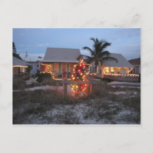 Christmas Beach Cottage Holiday Postcard