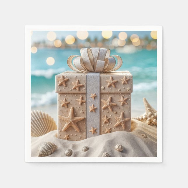 Christmas Beach Gift With Starfish Napkin (Front)