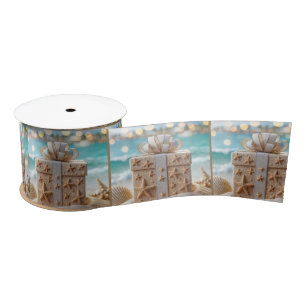 Christmas Beach Gift With Starfish Satin Ribbon