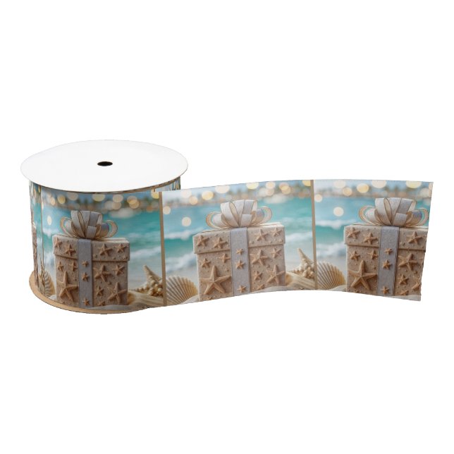 Christmas Beach Gift With Starfish Satin Ribbon (Spool)