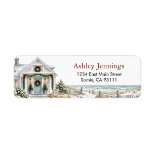 Christmas Beach House Return Address Labels