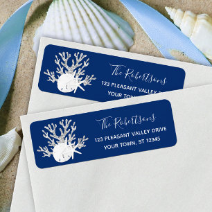Christmas Beach Navy Sand Dollar Return Address