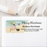 Christmas Beach Ocean Return Address<br><div class="desc">Just a charming little Christmas scene -- however, on the beach in Florida -- the palm tree and the flamingo decorated for the day -- personalise with your address, of course - with just a touch of glitter surrounding. Any design questions or requests email: charmdesignstudio@rcn.com and we will be happy...</div>