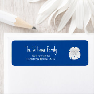 Christmas Beach Sand Dollar Blue Return Address