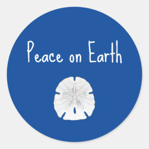 Christmas Beach Sand Dollar Peace on Earth  Classic Round Sticker