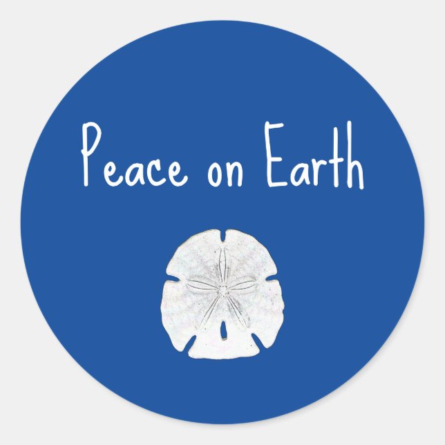 Christmas Beach Sand Dollar Peace on Earth  Classic Round Sticker (Front)