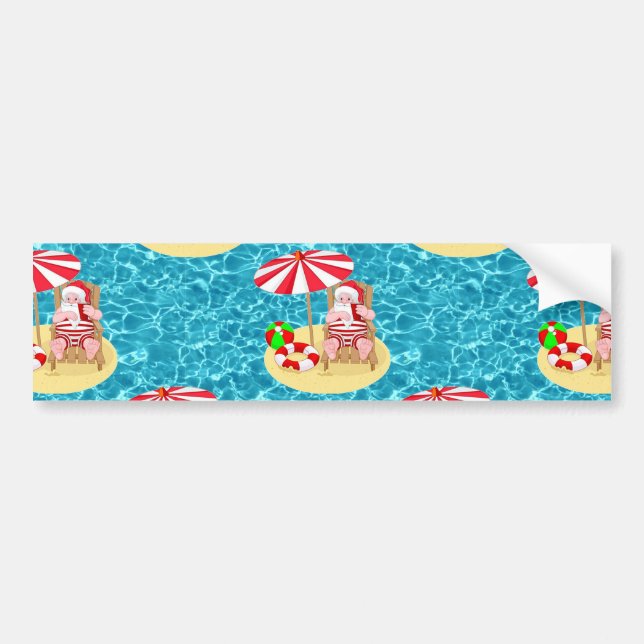 Christmas beach Santa Claus Bumper Sticker (Front)