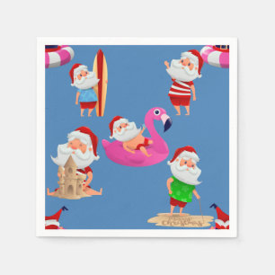 christmas beach santa claus vacation napkin