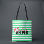 Christmas Beach Santa's Helper Green Monogram Tote<br><div class="desc">Customise this tote with your initial! Available in many colours. Get in the Christmas spirit with a little santa hat. Santa's Helper tote.  Darker Version  will be available soon.</div>