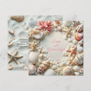 Christmas Beach Seas & Greetings Holiday Card