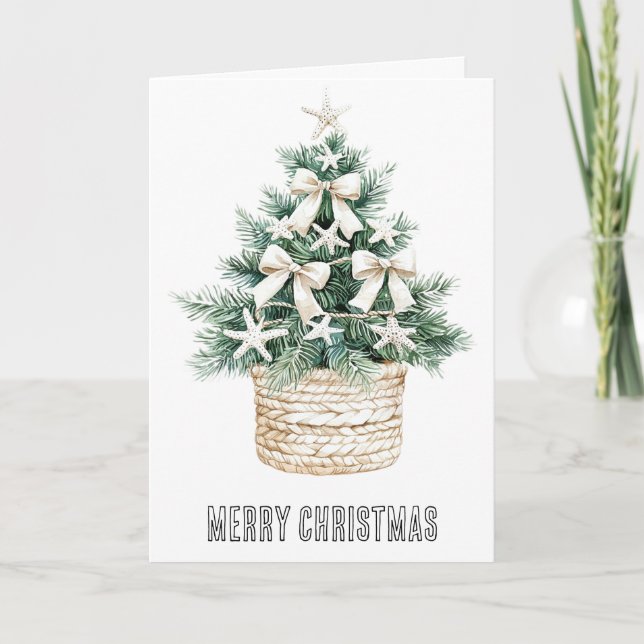 Christmas Beach Starfish Ornaments Card (Front)